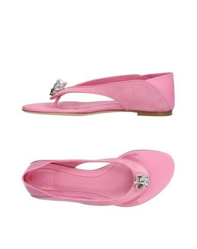 Shop Alexander Mcqueen Woman Thong Sandal Pink Size 5 Leather