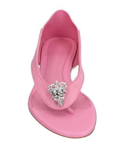 Shop Alexander Mcqueen Woman Thong Sandal Pink Size 5 Leather