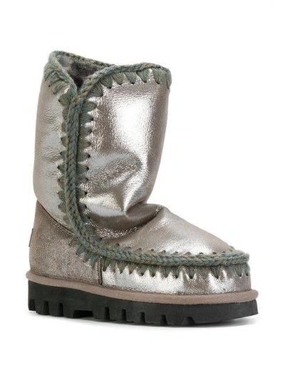 Shop Mou Metallic Winter Boots - Grey