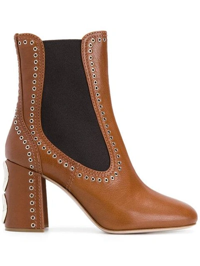 Shop Miu Miu Eyelet-embellished Ankle Boots In F0005