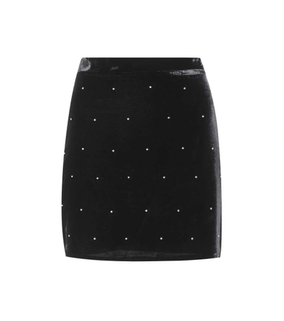 Shop Amiri Studded Velvet Miniskirt In Black