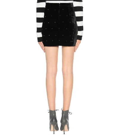 Shop Amiri Studded Velvet Miniskirt In Black