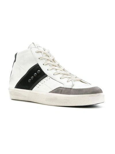 Shop Leather Crown Casual Hi-top Sneakers