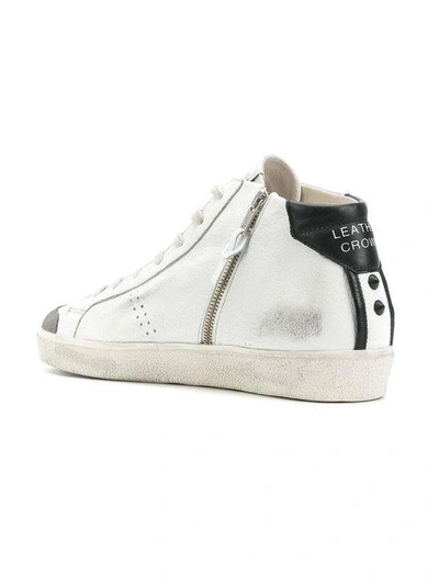 Shop Leather Crown Casual Hi-top Sneakers