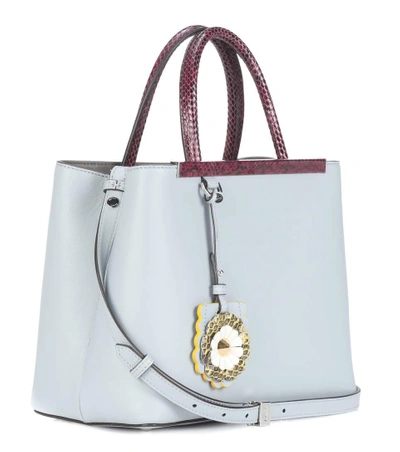 Shop Fendi 2jours Petite Leather Tote In Stoee Llue