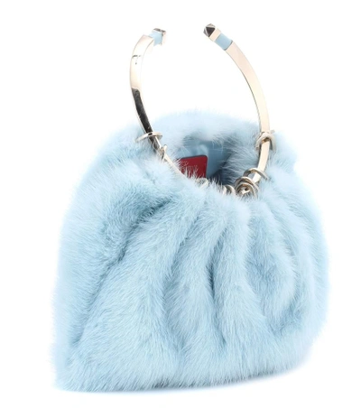 Shop Valentino Bebop Loop Mink Fur Clutch In Blue