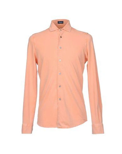 Shop Drumohr Solid Color Shirt In Salmon Pink