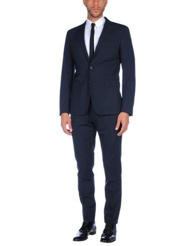 Shop Dsquared2 Man Suit Midnight Blue Size 34 Virgin Wool, Elastane