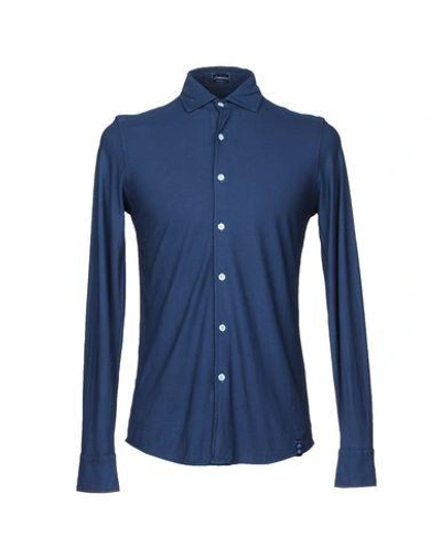 Shop Drumohr Man Shirt Blue Size M Cotton