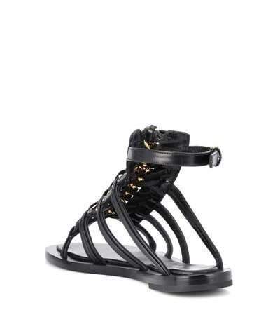 Shop Alexander Mcqueen Leather Gladiator Sandals In Black