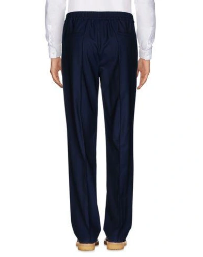 Shop Msgm Casual Pants In Dark Blue