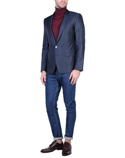 Shop Dolce & Gabbana Man Blazer Slate Blue Size 34 Virgin Wool, Silk, Polyester