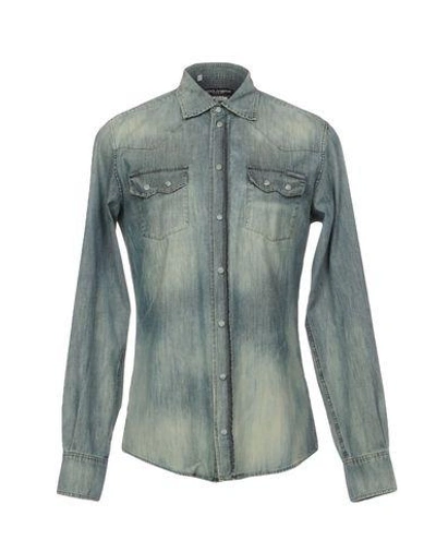 Shop Dolce & Gabbana Man Denim Shirt Blue Size 16 ½ Cotton