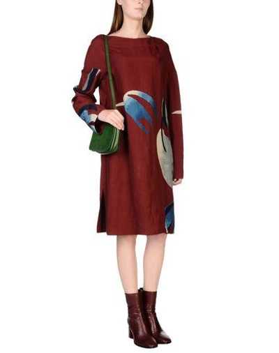 Shop Marni Knee-length Dress In Maroon