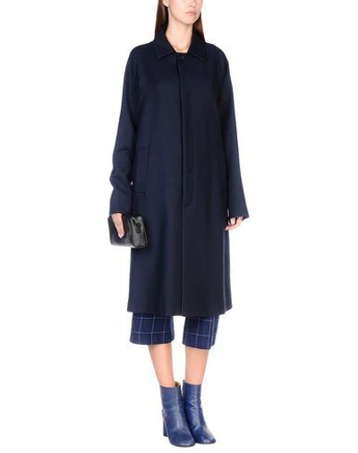 Shop Maison Margiela Full-length Jacket In Dark Blue