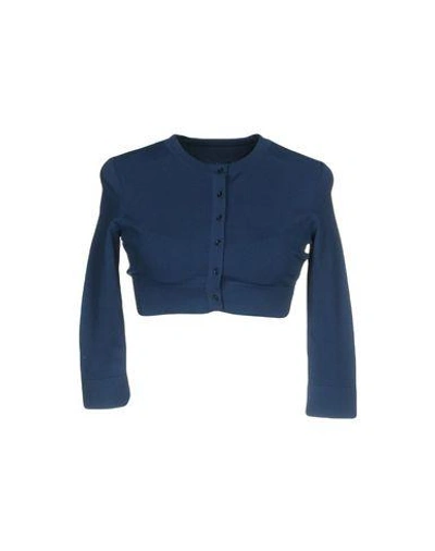 Shop Alaïa Wrap Cardigans In Slate Blue