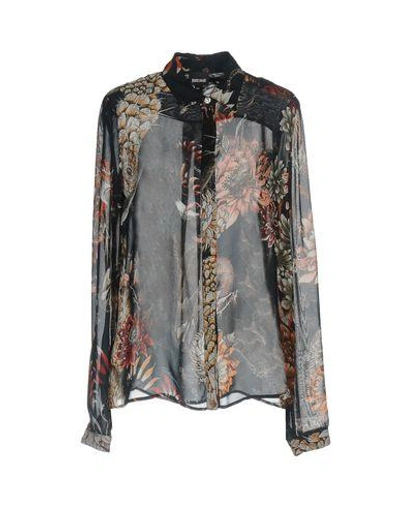 Shop Just Cavalli Floral Shirts & Blouses In Dark Blue