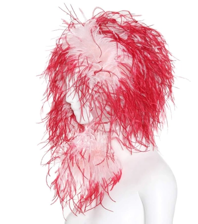 Shop Prada Feather-trimmed Hat In Pink