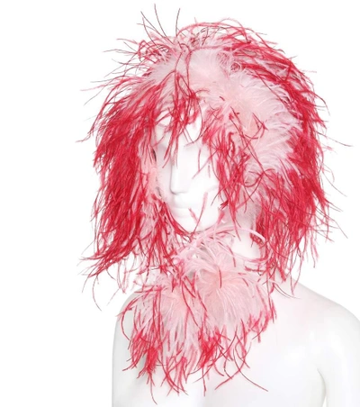Shop Prada Feather-trimmed Hat In Pink