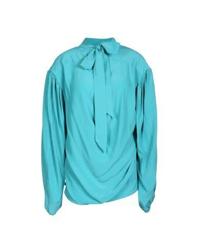 Shop Balenciaga Blouse In Turquoise