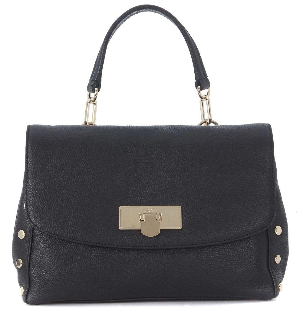 Dkny Medium Black Tumbled Leather Handbag With Studs In Nero | ModeSens