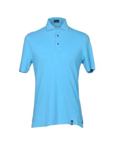 Shop Drumohr Polo Shirt In Sky Blue