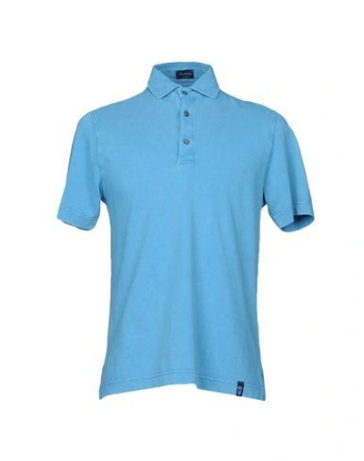 Shop Drumohr Polo Shirts In Turquoise