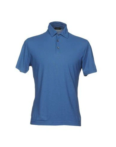 Shop Zanone Polo Shirts In Pastel Blue