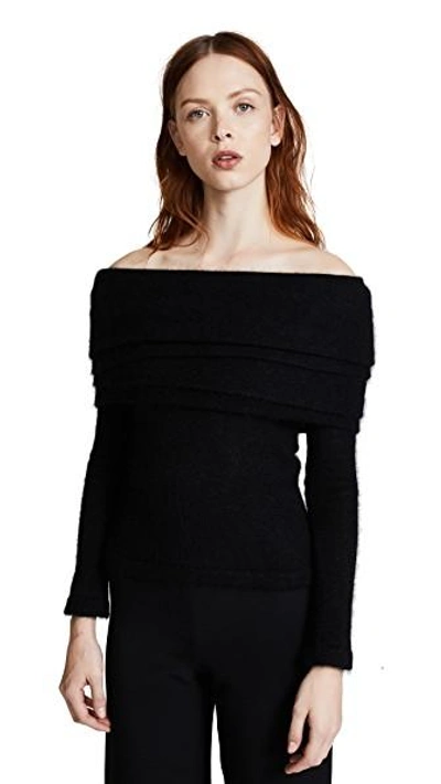 Shop Brandon Maxwell Off Shoulder Layered Sweater In Black