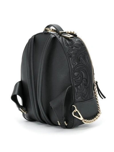 Shop Versace Embroidered Embossed Backpack In Black