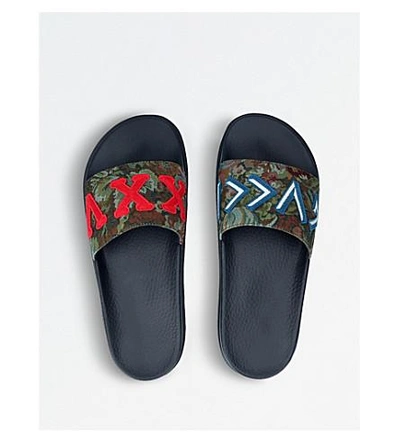 Shop Gucci Pursuit Trek Floral-brocade Sliders In Green