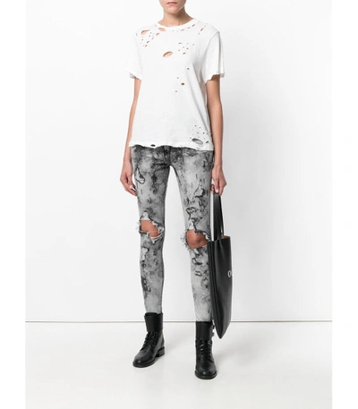 Shop Amiri White Distressed T-shirt