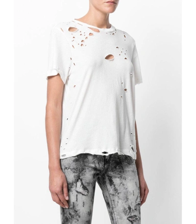 Shop Amiri White Distressed T-shirt