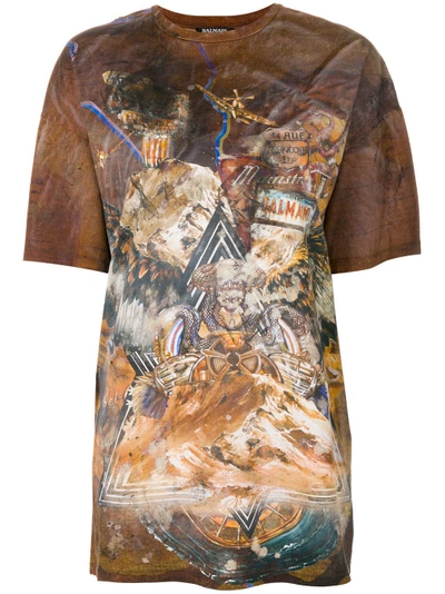 Shop Balmain Printed T-shirt