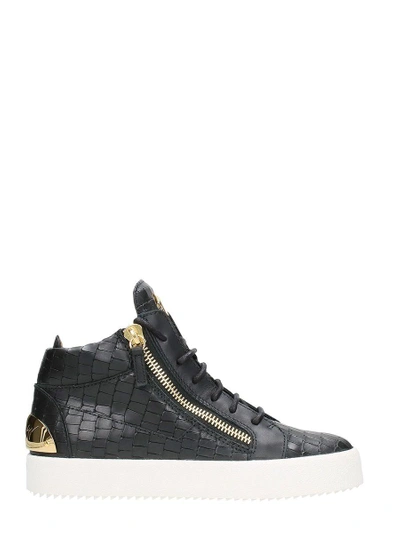 Shop Giuseppe Zanotti Black Calf Leather Sneakers