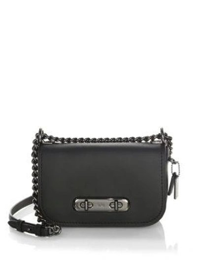 Shop Coach Swagger Leather Crossbody Bag In Black