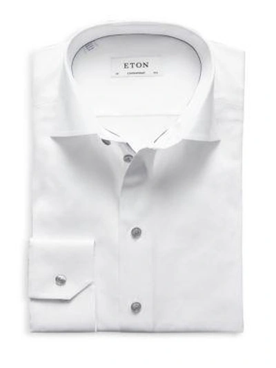 Shop Eton Men's Contemporary-fit Twill Dress Shirt With Grey Details In White