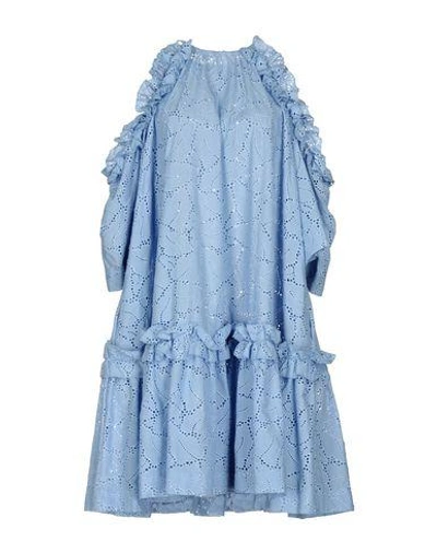 Shop Msgm Knee-length Dress In Sky Blue