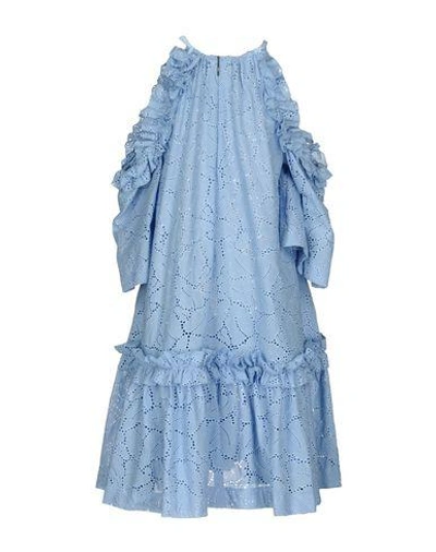 Shop Msgm Knee-length Dress In Sky Blue