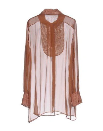 Shop Valentino Silk Shirts & Blouses In Brown