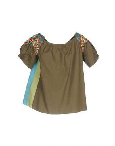 Shop Peter Pilotto Blouse In Military Green
