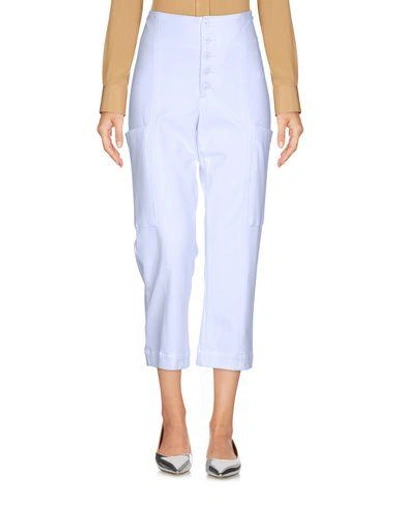 Shop Dondup Cropped Pants & Culottes In White
