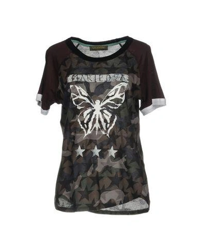 Shop Valentino T-shirts In Military Green