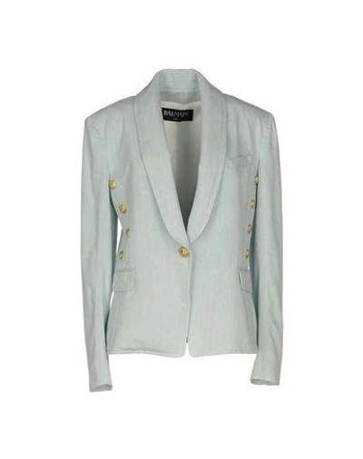 Shop Balmain Blazers In Blue