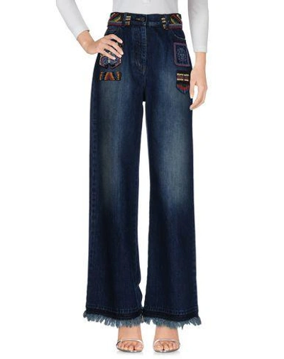 Shop Valentino Denim Pants In Blue