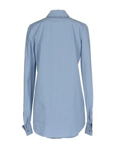Shop Michael Kors Solid Color Shirts & Blouses In Sky Blue