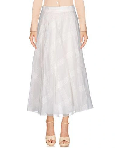 Shop Valentino Garavani Woman Midi Skirt White Size 6 Cotton, Polyamide, Viscose