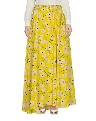 Shop Rochas Long Skirts In Acid Green