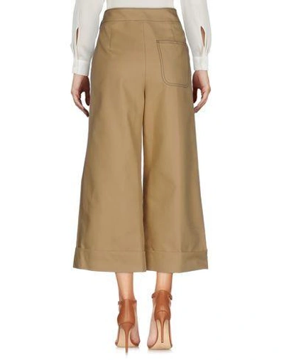 Shop Msgm Cropped Pants & Culottes In Camel