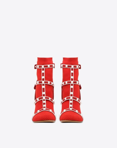 Shop Valentino Rockstud Ankle Boot In  Red